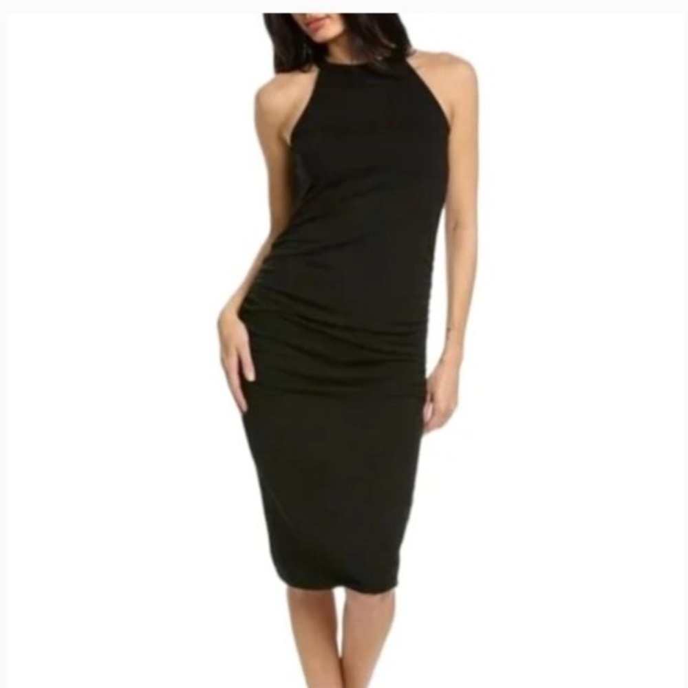 NWT Michael Stars L Vivian Halter Racerback Tank Midi Dress SF1072 Black 123674